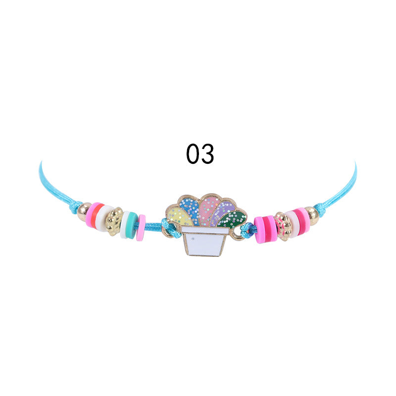 Wholesale Alloy Butterfly Rainbow Flower Shape Polymer Clay Children's Bracelet Necklace